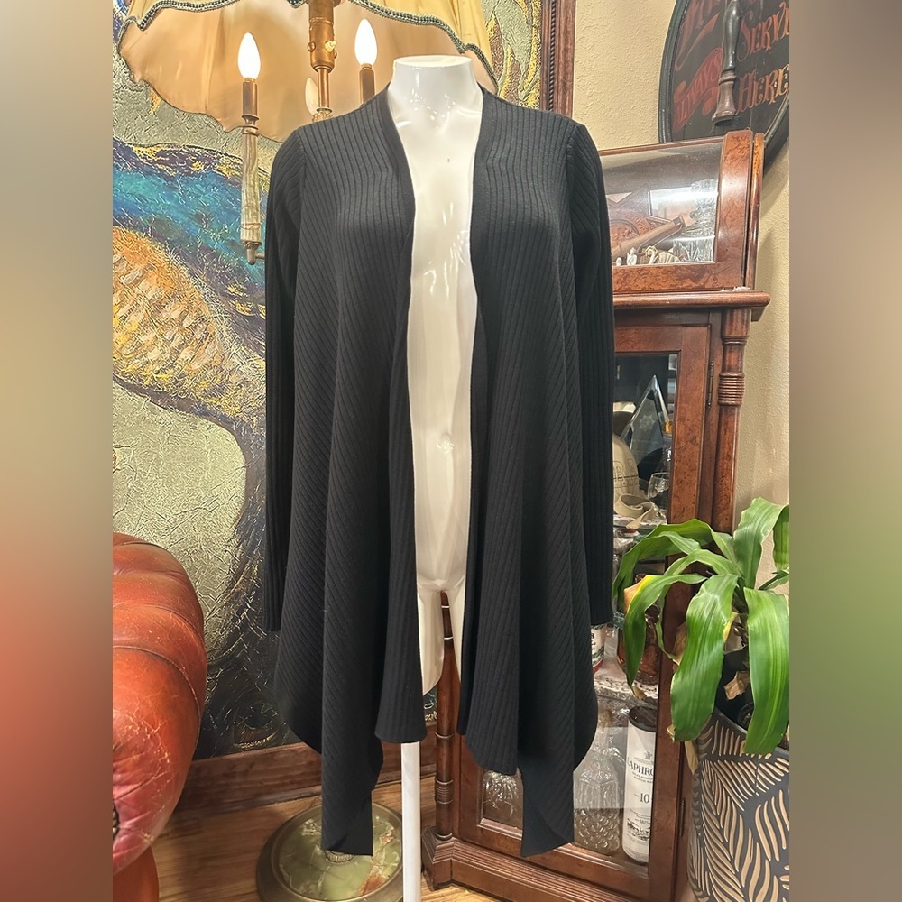 NWOT Athleta Black Open Front Cardigan Sweater Ribbed